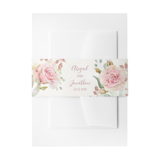 Vintage Pink Floral Spring Wedding Einladungsbanderole