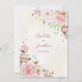 Vintage Pink Floral Spring Wedding Invitations Einladung (Rückseite)