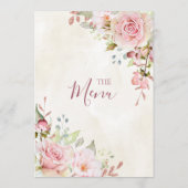 Vintage Pink Floral Spring Wedding Menu Menükarte (Rückseite)