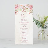 Vintage Pink Floral Spring Wedding Menu Menükarte (Stehend Vorderseite)