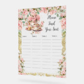 Vintage Pink Floral Tea Party Baby Bridal Seating  Acrylschild (Winkel)