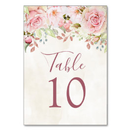 Vintage Pink Floral Wedding Table Number Cards Tischnummer