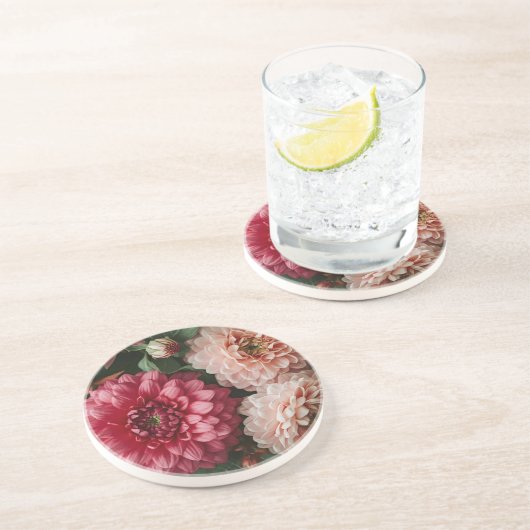 Vintage Pink Flowers Getränkeuntersetzer (Seite)