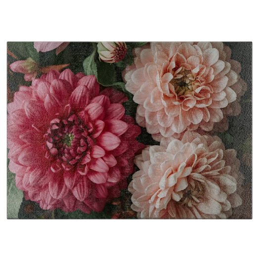 Vintage Pink Flowers Schneidebrett (Vorderseite)