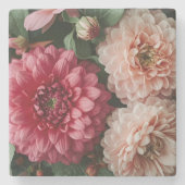 Vintage Pink Flowers Steinuntersetzer (Vorderseite)