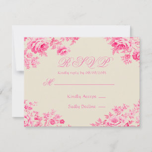 Vintage Pink-Französisch-Toile-Hochzeit RSVP Karte