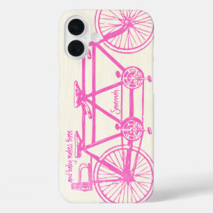 Vintage Pink Helle Farben Fahrrad Muster Iphone 16 Plus Hülle
