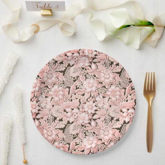 Vintage Pink-Hochzeit Pappteller (Hochzeit)