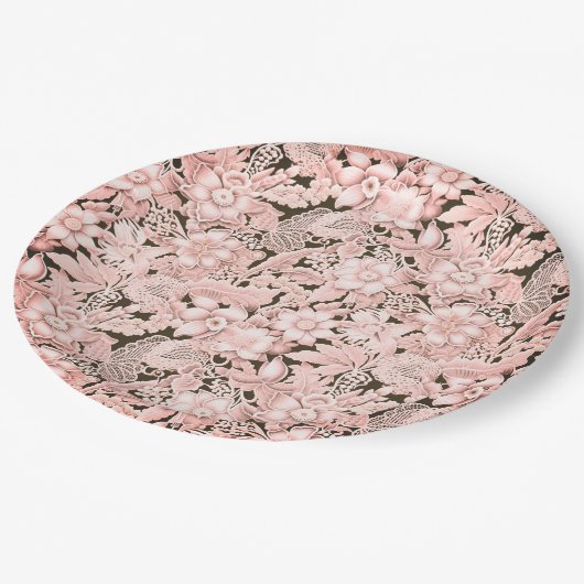 Vintage Pink-Hochzeit Pappteller (Schrägansicht)
