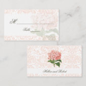 Vintage Pink Hydrangea Hochzeit Platzkarte (Vorne/Hinten)