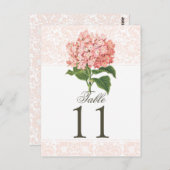 Vintage Pink Hydrangea Hochzeit Tischnummer (Vorne/Hinten)