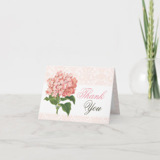 Vintage Pink Hydrangea Thank You Card Dankeskarte