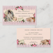 Vintage Pink Lace Nähthemenkarte Visitenkarte (Vorne/Hinten)