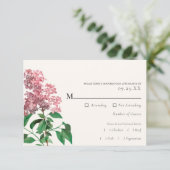 Vintage Pink Lilac Wedding RSVP Enclosure Card Begleitkarte (Stehend Vorderseite)