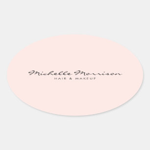 Vintage Pink Make-up und Beauty Personalisiert Ovaler Aufkleber
