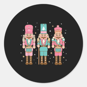 Vintage Pink Nussknacker-Truppe Pink Weihnachten F Runder Aufkleber