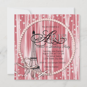 Vintage Pink Paris Sweet 16 Geburtstagsfeier Einladung