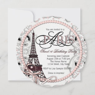 Vintage Pink Paris Sweet 16 Geburtstagsfeier Einladung