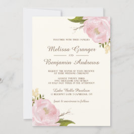 Vintage Pink Peonies Hochzeitsfeier Einladung
