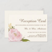Vintage Pink Peonies Hochzeitskarte Begleitkarte (Vorne/Hinten)