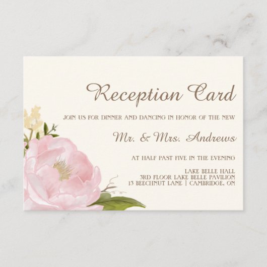 Vintage Pink Peonies Hochzeitskarte Begleitkarte (Vorderseite)