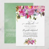 Vintage Pink Peonies Virtual Wedding Einladung (Vorne/Hinten)