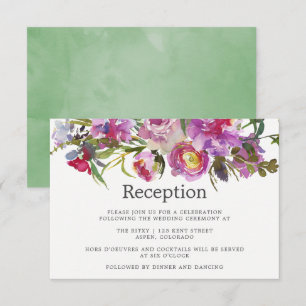 Vintage Pink Peonies Watercolor Hochzeitsempfang Einladung