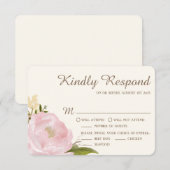 Vintage Pink Peonies Wedding RSVP Card II (Vorne/Hinten)