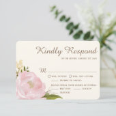 Vintage Pink Peonies Wedding RSVP Card II (Stehend Vorderseite)