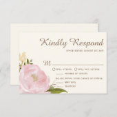Vintage Pink Peonies Wedding RSVP Card III (Vorne/Hinten)
