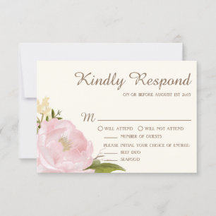 Vintage Pink Peonies Wedding RSVP Card III Karte