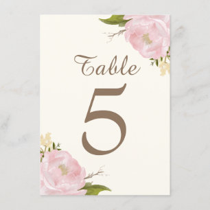 Vintage Pink Peonies Wedding Tischnummern Card