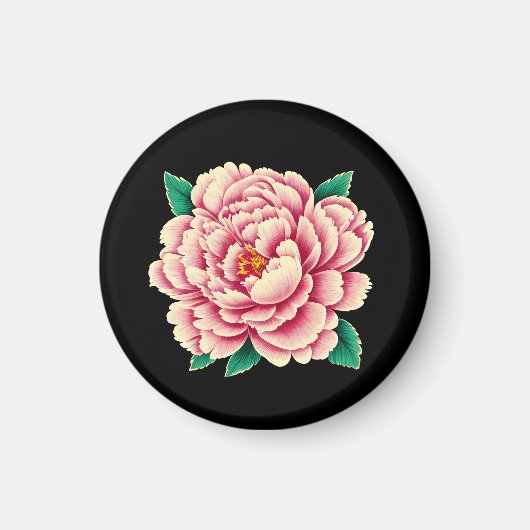 Vintage Pink Peony Blume Magnet (Vorne)