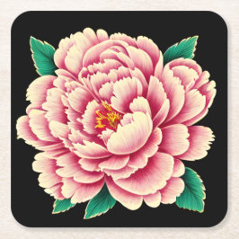 Vintage Pink Peony Blume Rechteckiger Pappuntersetzer