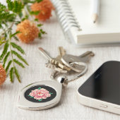 Vintage Pink Peony Blume Schlüsselanhänger (Seite)