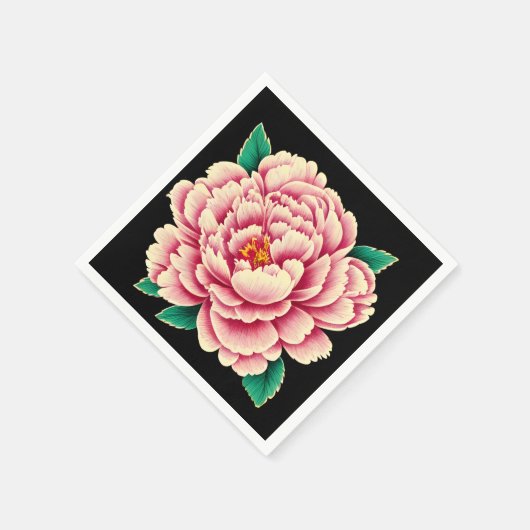 Vintage Pink Peony Blume Serviette (Ecke)