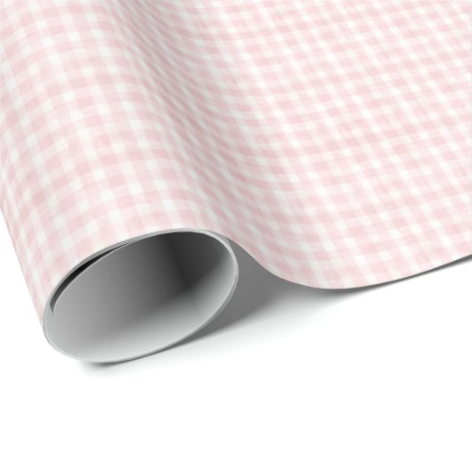 Vintage Pink Plaid Gingham Coquette Wrapping Paper Geschenkpapier (Rolleneckpunkt)