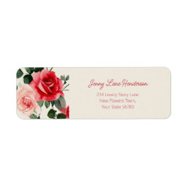 Vintage Pink Red Roses Return Address Labels