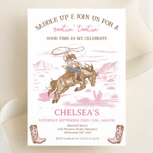 Vintage Pink Rodeo Cowgirl Geburtstag Einladung