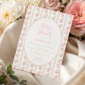 Vintage Pink Rose Baby Shower  Einladung