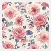 Vintage Pink Rose Floral Pattern Sticker (Vorderseite)