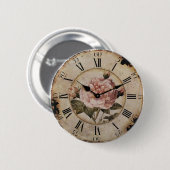 Vintage Pink Rose Floral Steampunk Hochzeit Button (Vorne & Hinten)