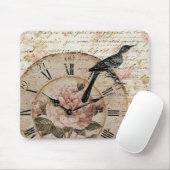 Vintage Pink Rose Floral Steampunk Hochzeit Mousepad (Mit Mouse)