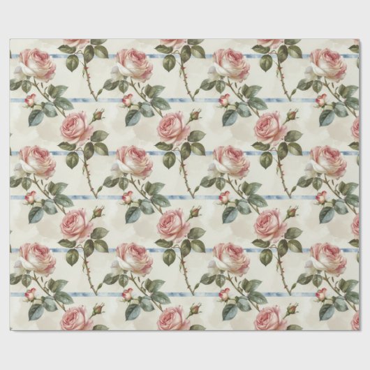 Vintage Pink Rose Geschenkpapier (Flach)