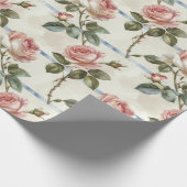 Vintage Pink Rose Geschenkpapier (Ecke)