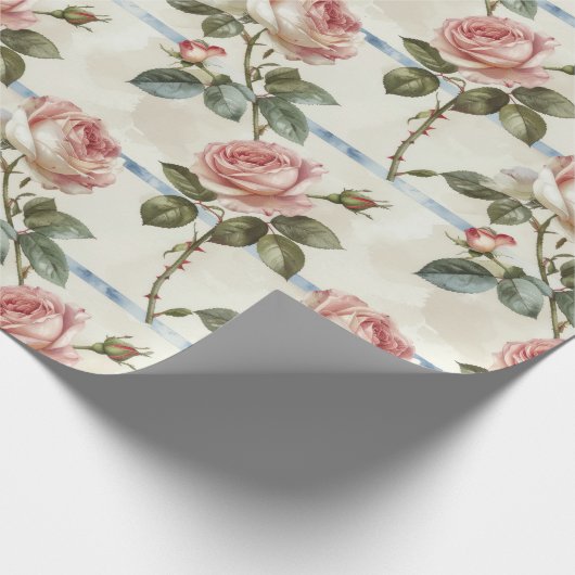 Vintage Pink Rose Geschenkpapier (Ecke)