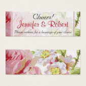 Vintage Pink Rose Posh Wedding Drinks Tickets (Vorne & Hinten)