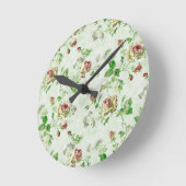 Vintage Pink Roses Floral Pattern Runde Wanduhr (Winkel)