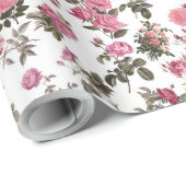 Vintage Pink Roses Geschenkpapier (Rolleneckpunkt)
