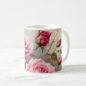 Vintage Pink Roses Kaffeetasse (VorderseiteRechts)